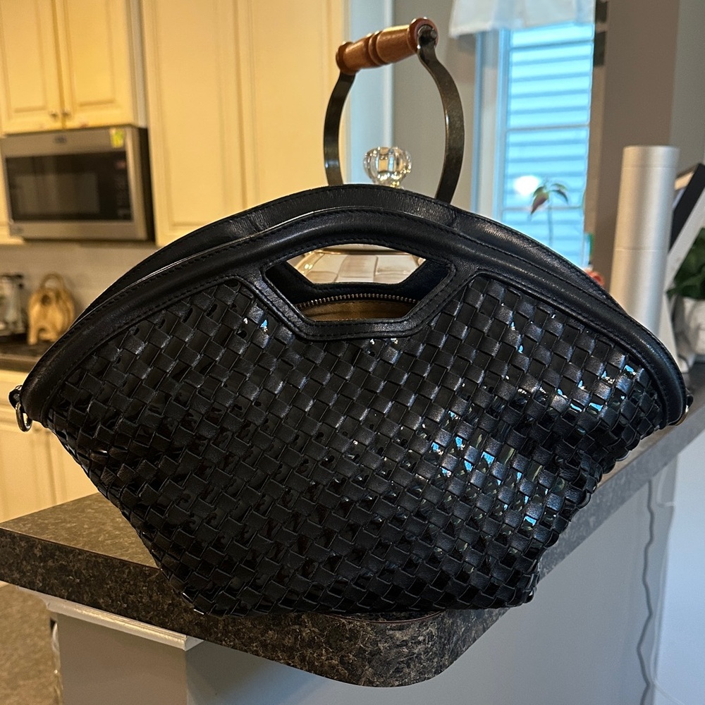 Chic Black Woven Tote Bag